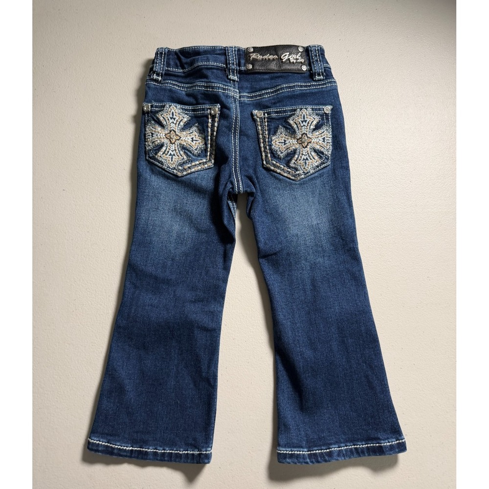 Rodeo Girl By Liz Jeans Girls 3T Bootcut Western Cowgirl Rhinestone Bling Cross